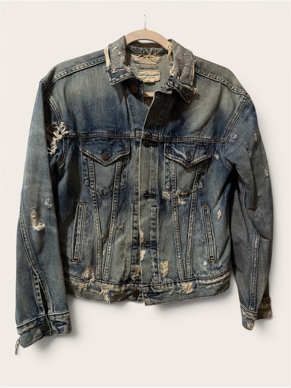 Denim & Supply Ralph Lauren Faded Blue Distressed Denim Jacket